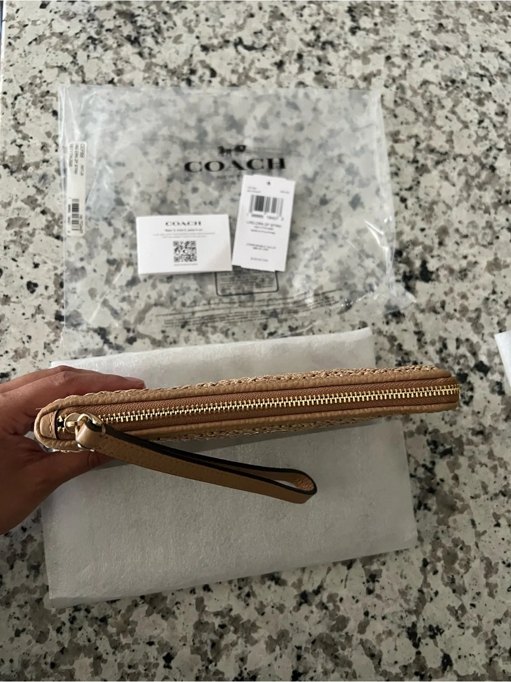 COACH Large Corner Zip Wristlet (Gold/Toast) NWT